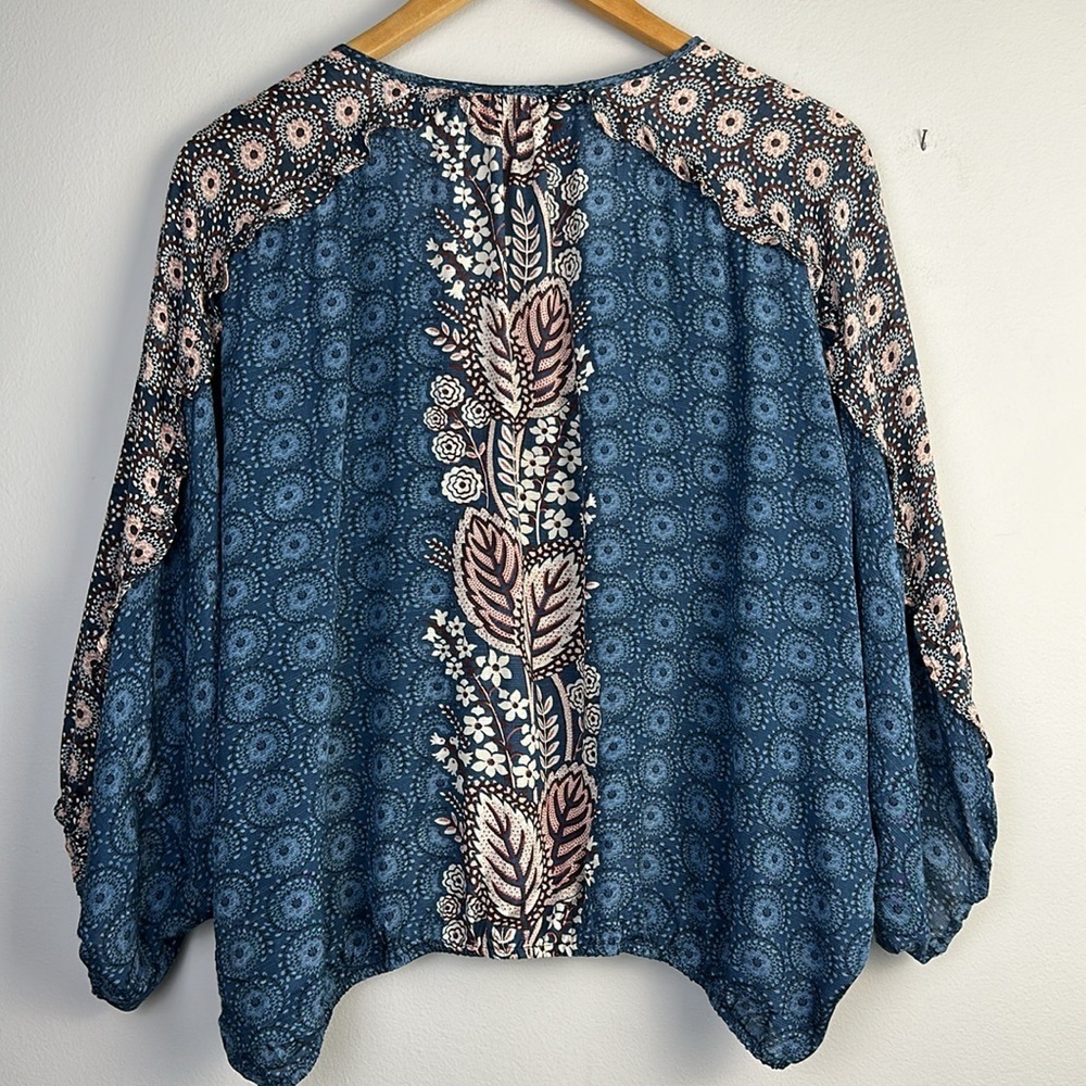 Anthropologie Maeve Letitia Ruffled Blouse Small Viscose 3/4 Sleeve Top Bohemian - Picture 11 of 16